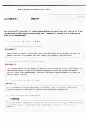 ATI Skills - Closed Chest Drainage Post Test