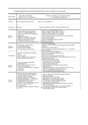 Narrative Charting Resource Sheet - Wording and  What to Look for in Head to Toe Assessment