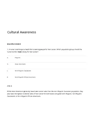 Cultural Awareness Nursing Test Banks with Answers