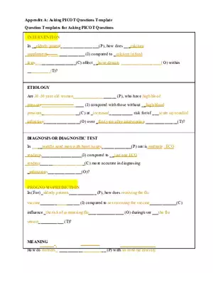 Assignment Asking PICOT Questions Template