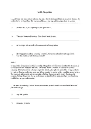 Health Disparities Answer Key Part 1