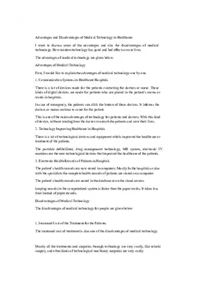 Advantages and Disadvantages of Medical Technology in Healthcare