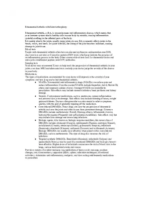 Rheumatoid Arthritis with Joint Arthroplasty Notes