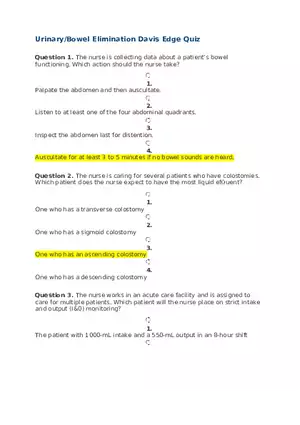 Urinary Bowel Elimination Davis Edge Quiz