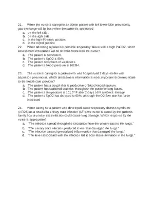 Acute Resp Distress Syndrome (ARDS) Answer Key Part 2