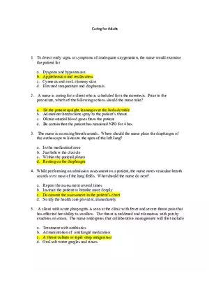 Medical Surgical - Caring for Adults