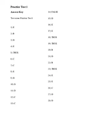 Introductory Chemistry Practice Test 1 With Answer Keys