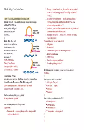 Molecular Biology - Lecture Notes 1-5