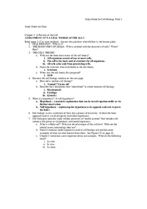 Study Guide for Cell Biology Final Part 1
