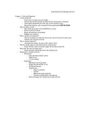 Study Guide for Cell Biology Final Part 2