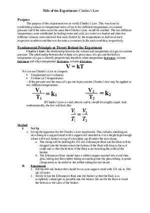 Charles’s Law Lab Report