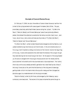 Example of Concert Review Essay