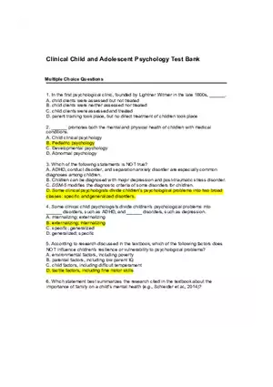 Review Questions Clinical Child and Adolescent Psychology
