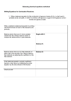 Balancing Chemical Equation Practice