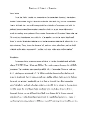 Benzocaine Lab Report