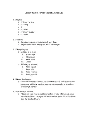 Urinary System Review Packet