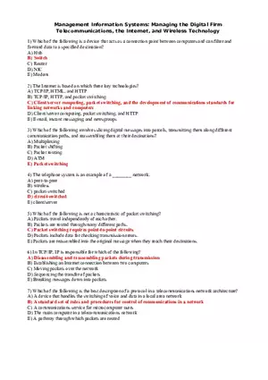Telecommunications, the Internet, and Wireless Technology Questions and Answers