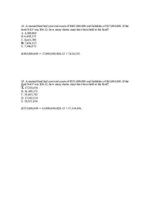 Mutual Funds and Other Investment Companies Answer Key Part 3