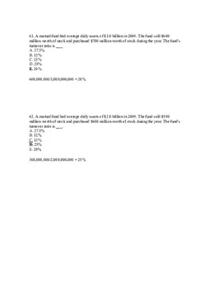 Mutual Funds and Other Investment Companies Answer Key Part 4