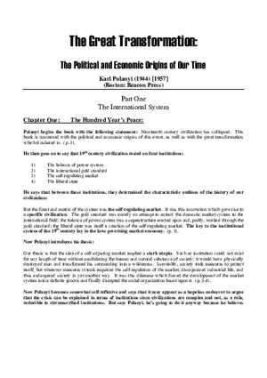 Notes on The Great Transformation Part 1
