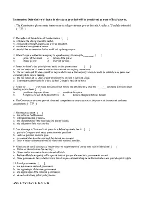 Intro To American Politics 10 Quiz Answers