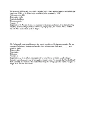 Employee Testing and Selection Test Answer Key Part 3