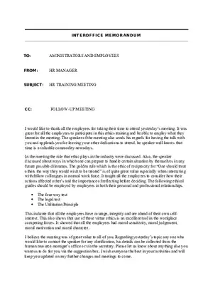 Follow Up Meeting Memo