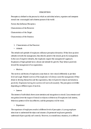 Factors Influencing Perception