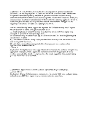Employee Testing and Selection Test Answer Key Part 2