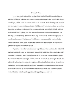 Nutritional Dietary Analysis Paper