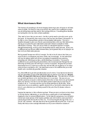 What Interviewers Want - Management Consulting