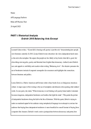 Part I: Rhetorical Analysis