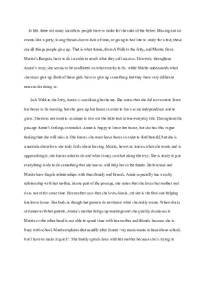 Compare Contrast Essay - A walk to Jetty