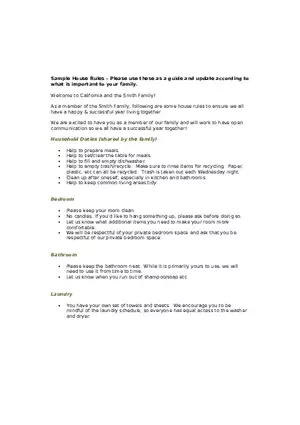 House Rules and Expectations for Smith Family Members
