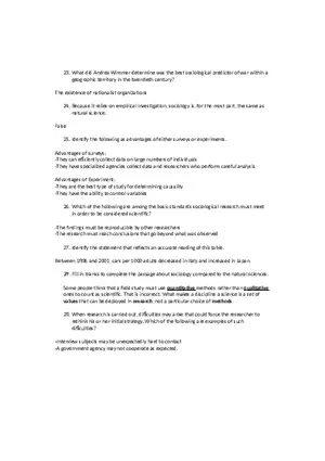 Sociology Midterm One Questions and Answers Part 2