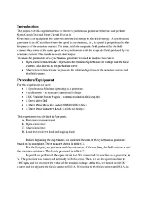 Synchronous Generator Lab Report