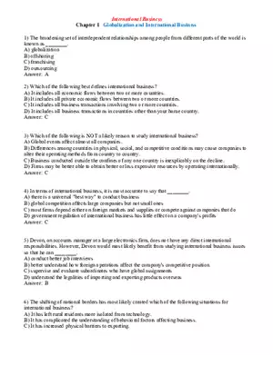 Globalization and International Business Answer Key Part 1