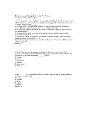 Entrepreneurship - Successfully Launching New Ventures Answer Key Part 1