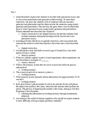 Memory Systems and Aligned Instruction in Learning Study Guide