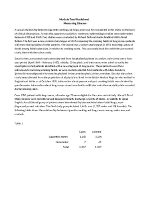 Measuring Disease Module Two Worksheet