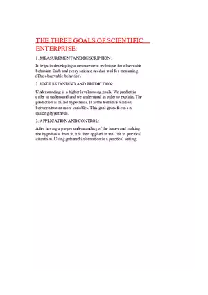 The Three Goals OF Scientific Enterprise