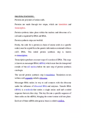 Proteins are Polymers of Amino Acids - Lecture notes