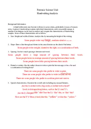 Handwriting Analysis Characteristics