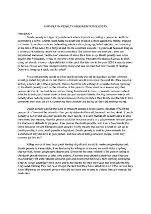ANTI Death Penalty Argumentative Essay