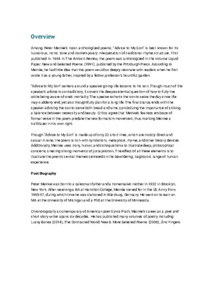 Advice to My Son Summary and Analysis