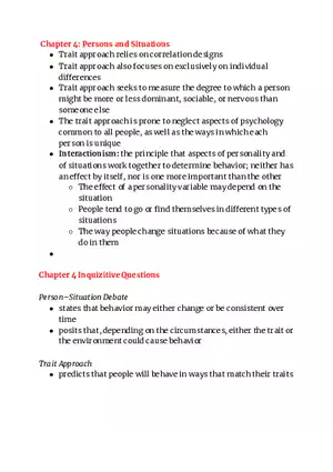 Persons and Situations Chapter 4 and 5 Lecture