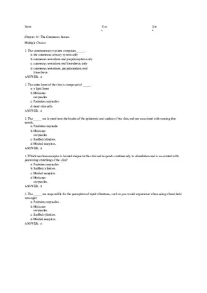 Chapter 14 The Cutaneous Senses Answer Key