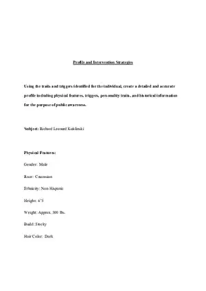 Profile and Intervention Strategies