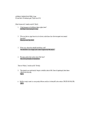 Animal Farm Chapter 2 Quiz