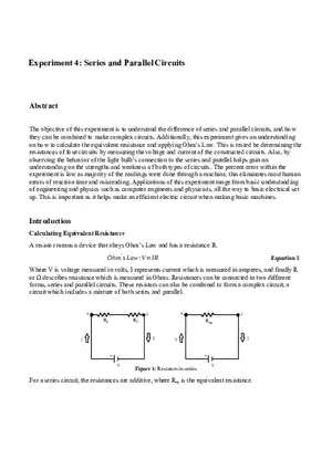 Series and Parallel Circuits Lab Report